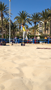 Acrobats on the beach Sunday morning